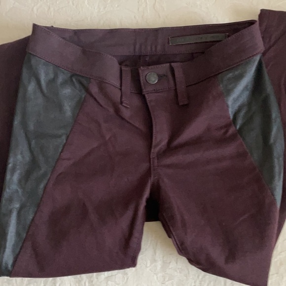 rag & bone Denim - Rag & Bone Burgundy Pants with Leather